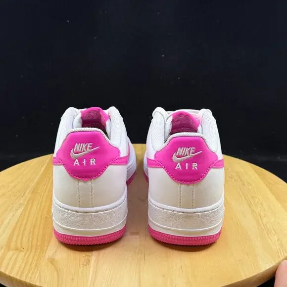 Nike Air Force 1 White/Laser Fuchsia (FV5948 102) Big Kid's 7Y Women’s 8.5 - Picture 3 of 10